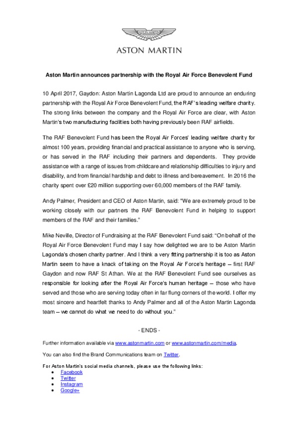 Aston Martin announces partnership with the Royal Air Force Benevolent F....pdf
