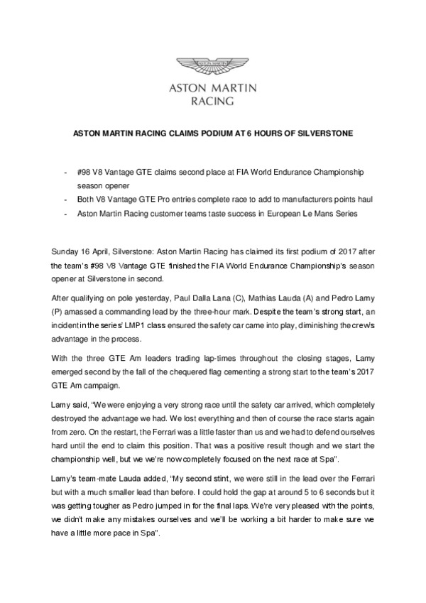 ASTON MARTIN RACING CLAIMS PODIUM AT 6 HOURS OF SILVERSTONE.pdf