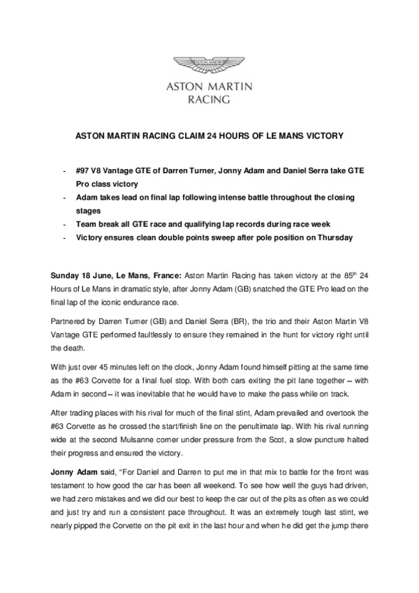 ASTON MARTIN RACING CLAIM 24 HOURS OF LE MANS VICTORY.pdf