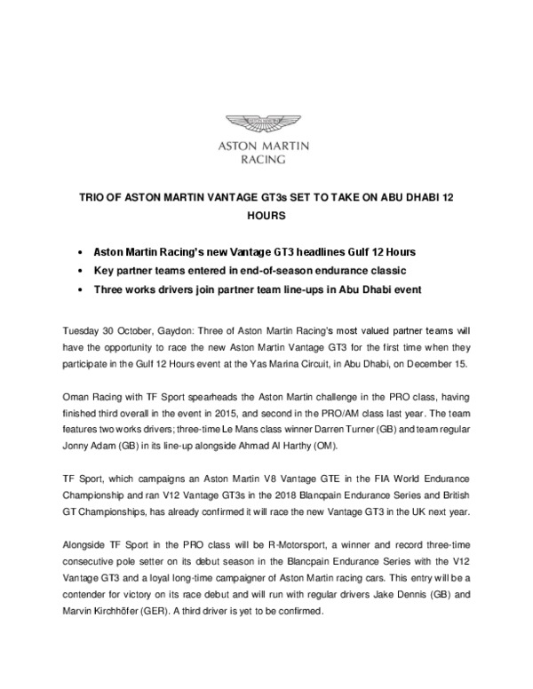 Trio of Aston Martin Vantage GT3s set to take on Abu Dhabi 12 hours-pdf