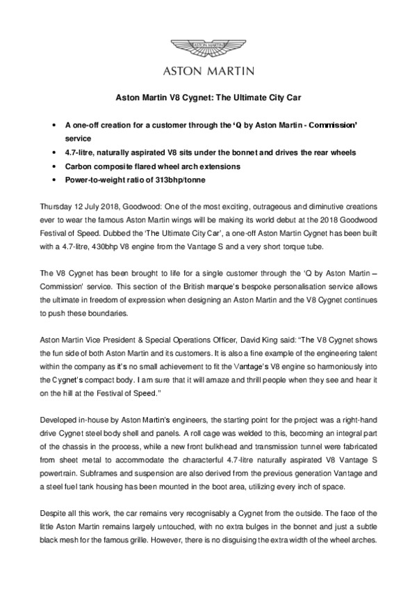 ASTON MARTIN V8 CYGNET - THE ULTIMATE CITY CAR -pdf