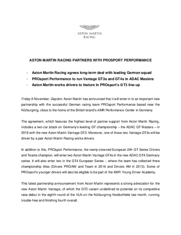 ASTON MARTIN RACING PARTNERS WITH PROSPORT PERFORMANCE-pdf