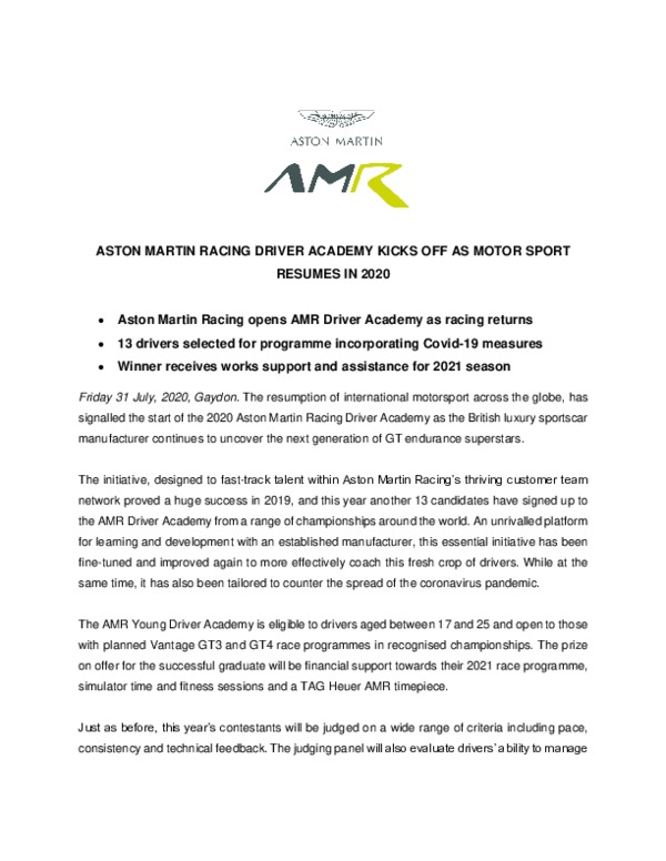 ASTON MARTIN RACING DRIVER ACADEMY KICKS OFF AS MOTOR SPORT RESUMES IN 2020-pdf