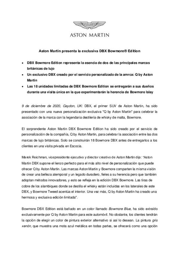 Spanish - Aston Martin presenta la exclusiva DBX Bowmore Edition-pdf
