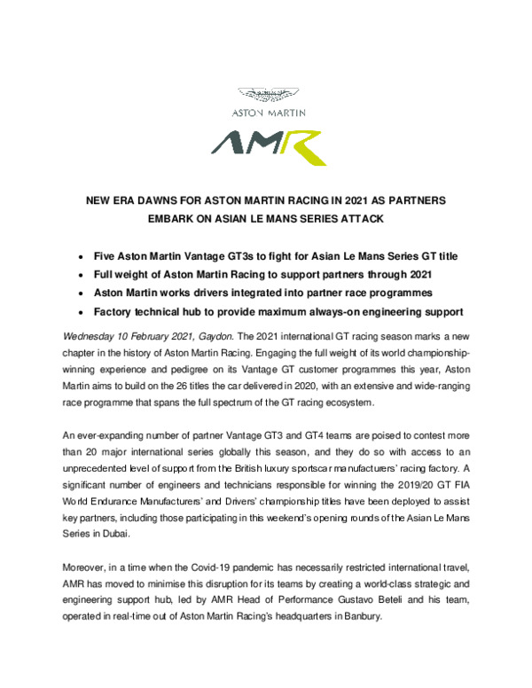 NEW ERA DAWNS FOR ASTON MARTIN RACING IN 2021 AS PARTNERS EMBARK ON ASIAN LE MANS SERIES ATTACK-pdf
