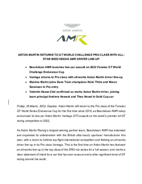 Beechdean AMR Partner GTWC announcement-pdf