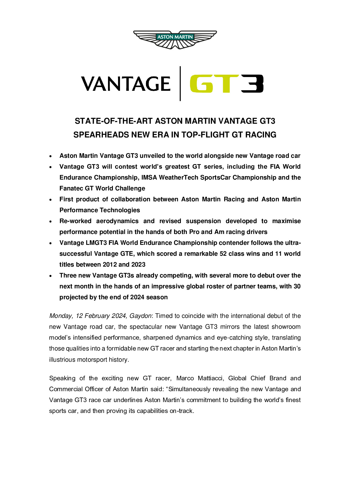 State-of-the-art Aston Martin Vantage GT3 spearheads new era in top-flight GT racing-pdf
