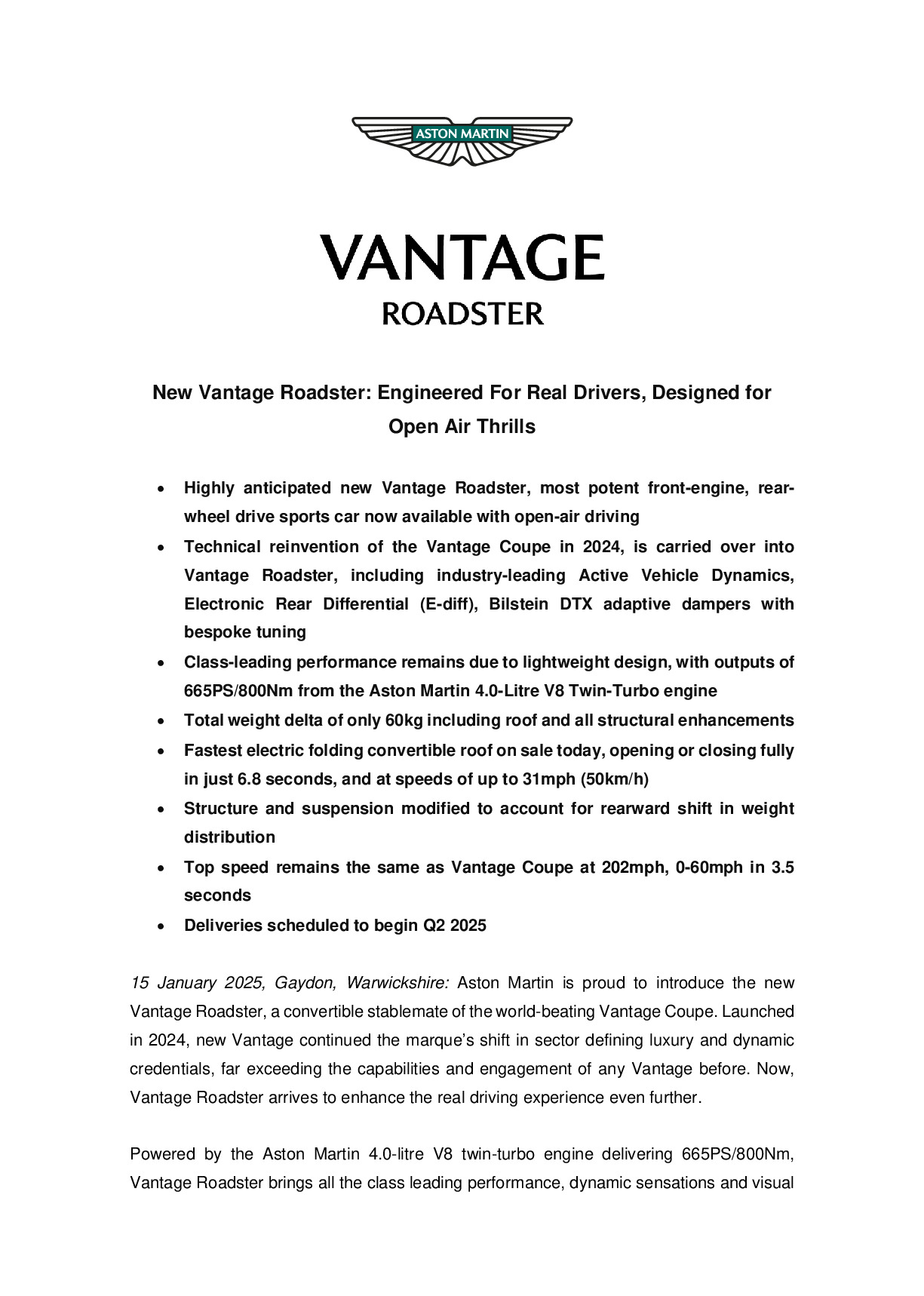 New Vantage Roadster: Engineered for real drivers, designed for open air thrills-pdf